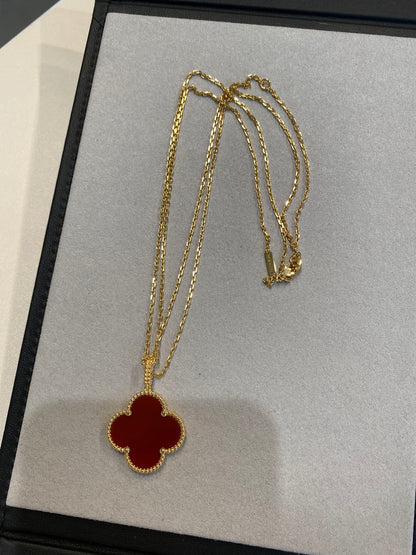 [Star Jewelry]CLOVER 25MM NECKLACE GOLD CARNELIAN