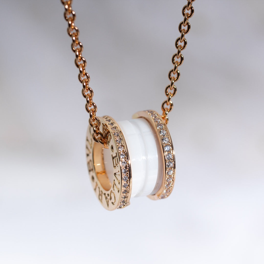[Star Jewelry]ZERO 1 WHITE CERAMIC PINK GOLD DIAMOND NECKLACE