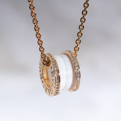 [Star Jewelry]ZERO 1 WHITE CERAMIC PINK GOLD DIAMOND NECKLACE