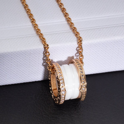 [Star Jewelry]ZERO 1 WHITE CERAMIC PINK GOLD DIAMOND NECKLACE