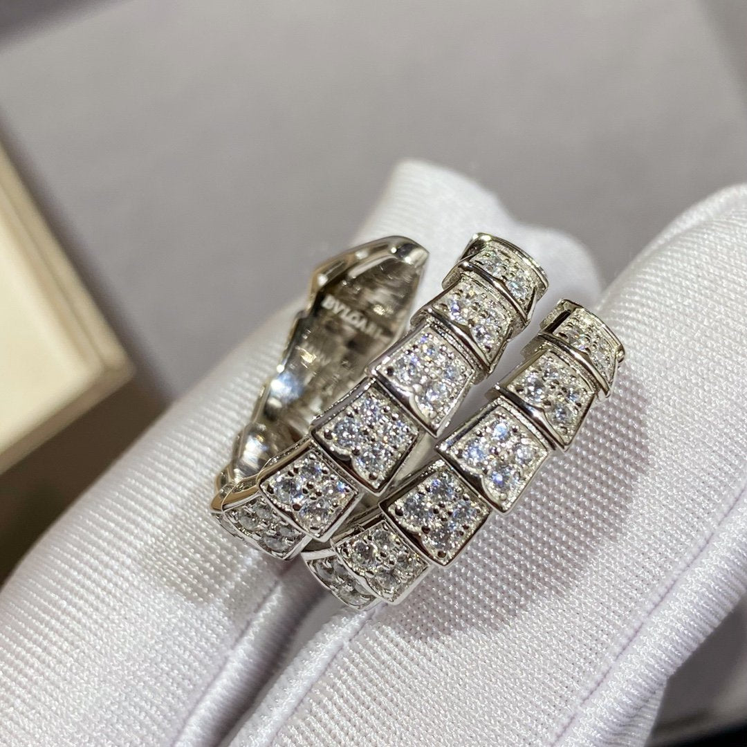 [Star Jewelry]SERPENTI DOUBLE RING SILVER DIAMOND PAVED
