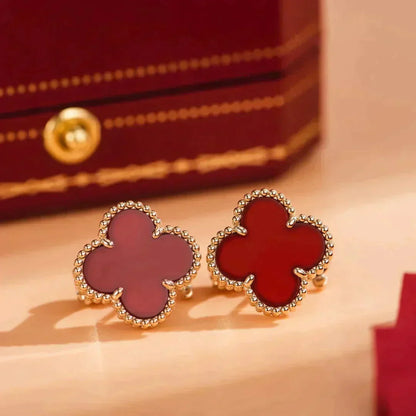 [Star Jewelry]CLOVER MEDIUM 1 MOTIFS CARNELIAN  EARRINGS