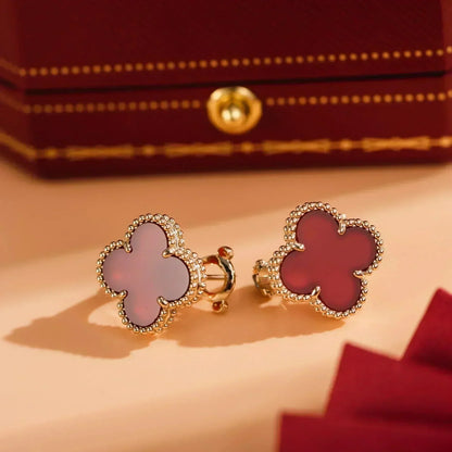 [Star Jewelry]CLOVER MEDIUM 1 MOTIFS CARNELIAN  EARRINGS