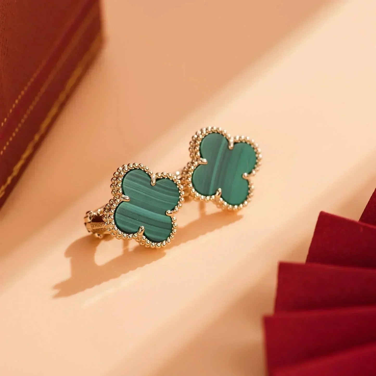 [Star Jewelry]CLOVER MEDIUM 1 MOTIFS MALACHITE  EARRINGS