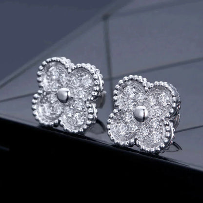 [Star Jewelry]CLOVER 1 MOTIFS DIAMOND STUD EARRINGS SILVER