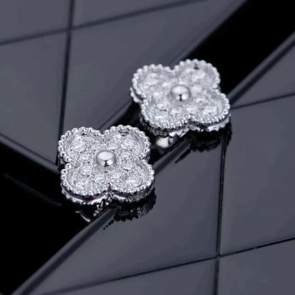 [Star Jewelry]CLOVER 1 MOTIFS DIAMOND STUD EARRINGS SILVER
