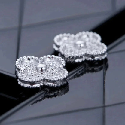 [Star Jewelry]CLOVER 1 MOTIFS DIAMOND STUD EARRINGS SILVER
