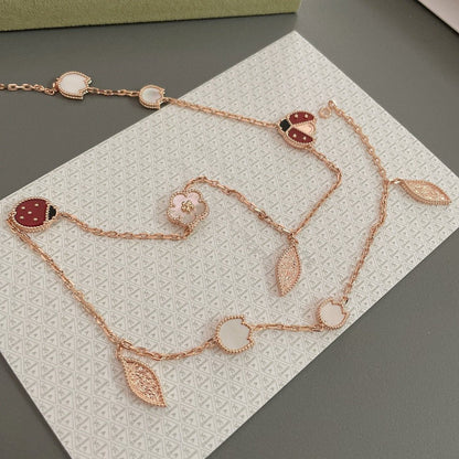 [Star Jewelry]LUCKY SPRING 15 MOTIFS ROSE GOLD NECKLACE