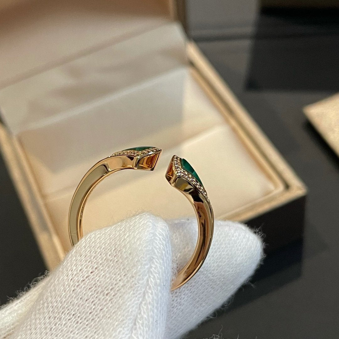 [Star Jewelry]DREAM MALACHITE DIAMOND OPEN RING