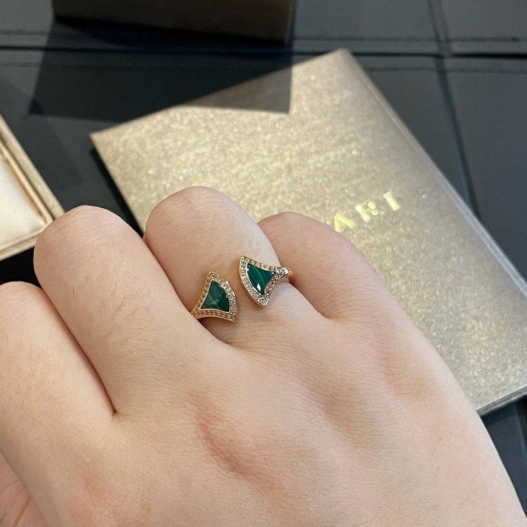 [Star Jewelry]DREAM MALACHITE DIAMOND OPEN RING