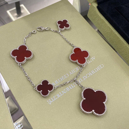 [Star Jewelry]CLOVER 5 MOTIFS SIVLER CARNELIAN BRACELET
