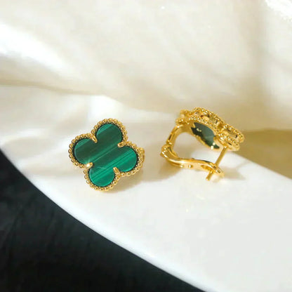 [Star Jewelry]CLOVER MEDIUM 1 MOTIFS MALACHITE  EARRINGS
