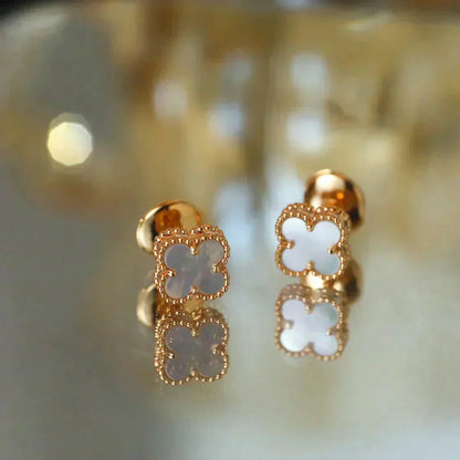[Star Jewelry]CLOVER MINI 9.5MM WHITE MOP EARRINGS