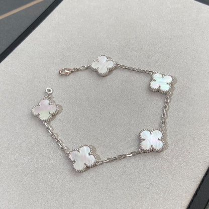 [Star Jewelry]CLOVER WHITE PEARL MOP 5 MOTIF BRACELET COLLECTION