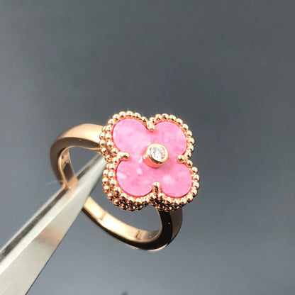 [Star Jewelry]CLOVER RHODONITE ROSE GOLD RING