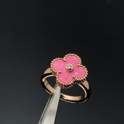 [Star Jewelry]CLOVER RHODONITE ROSE GOLD RING