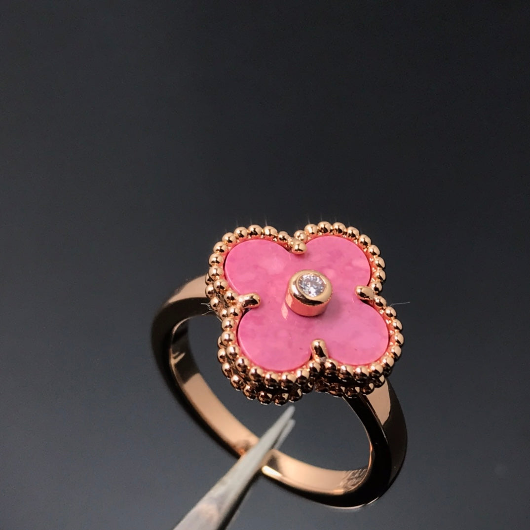 [Star Jewelry]CLOVER RHODONITE ROSE GOLD RING