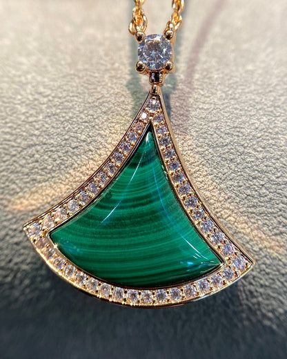 [Star Jewelry]DREAM MALACHITE DIAMOND PAVED PINK GOLD NECKLACE
