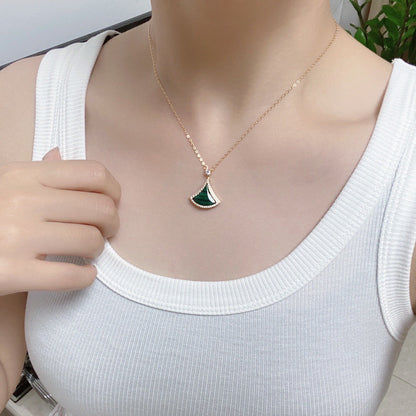 [Star Jewelry]DREAM MALACHITE DIAMOND PAVED PINK GOLD NECKLACE