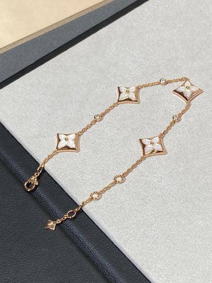 [Star Jewelry]STAR 4 MOTIF MOP DIAMOND PINK GOLD BRACELET