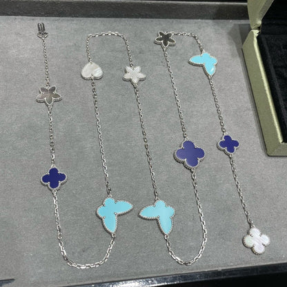 [Star Jewelry]LUCKY CLOVER SILVER 11 MOTIF NECKLACE