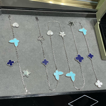 [Star Jewelry]LUCKY CLOVER SILVER 11 MOTIF NECKLACE