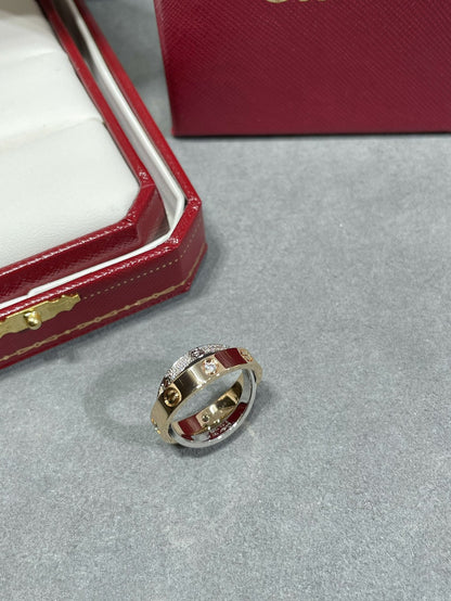 [Star Jewelry]LOVE PINK GOLD SILVER DIAMOND DOUBLE RING