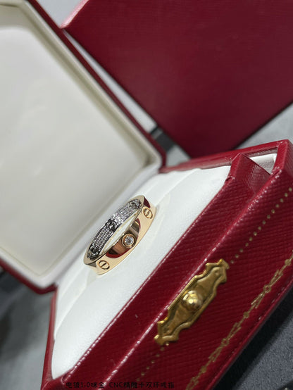 [Star Jewelry]LOVE PINK GOLD SILVER DIAMOND DOUBLE RING