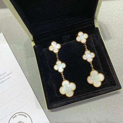 [Star Jewelry]CLOVER MOP 3 MOTIFS GOLD EARRINGS