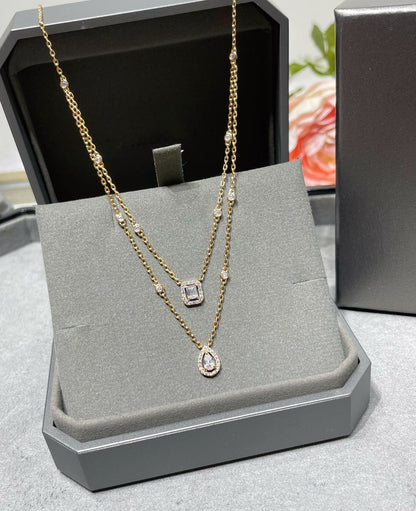 [Stars Jewelry]MY TWIN 2 ROW DIAMOND NECKLACE