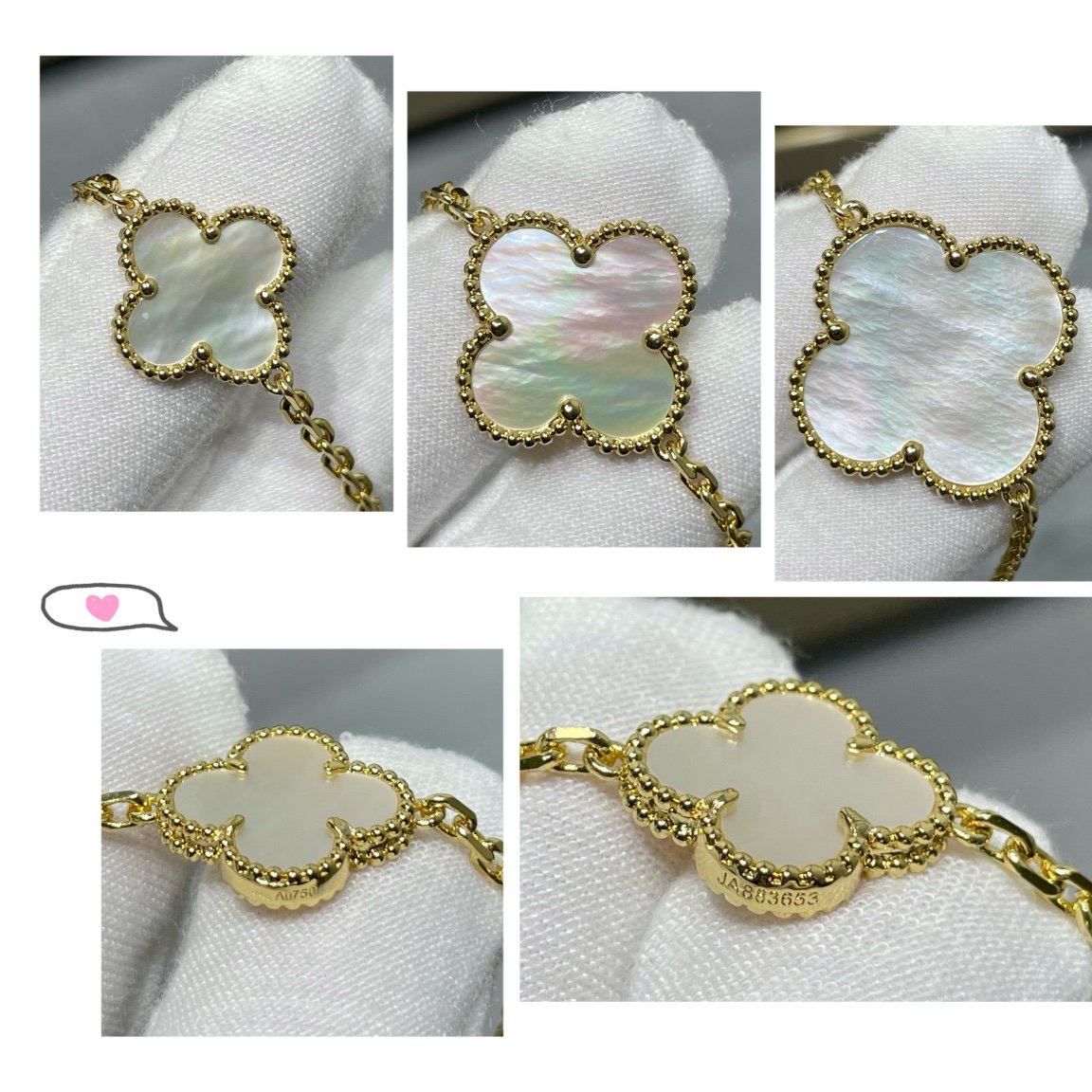 [Star Jewelry]CLOVER 16 MOTIF WHITE MOP GOLD NECKLACE