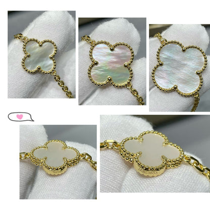 [Star Jewelry]CLOVER 16 MOTIF WHITE MOP GOLD NECKLACE