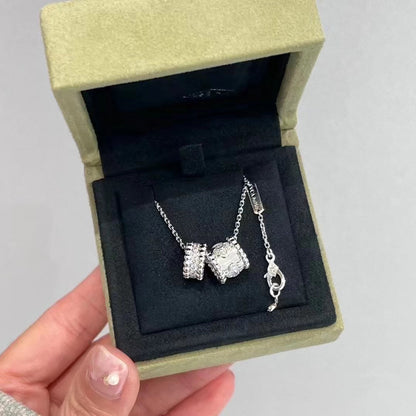 [Star Jewelry]PERLEE DOUBLE PENDANT SILVER DIAMOND NECKLACE