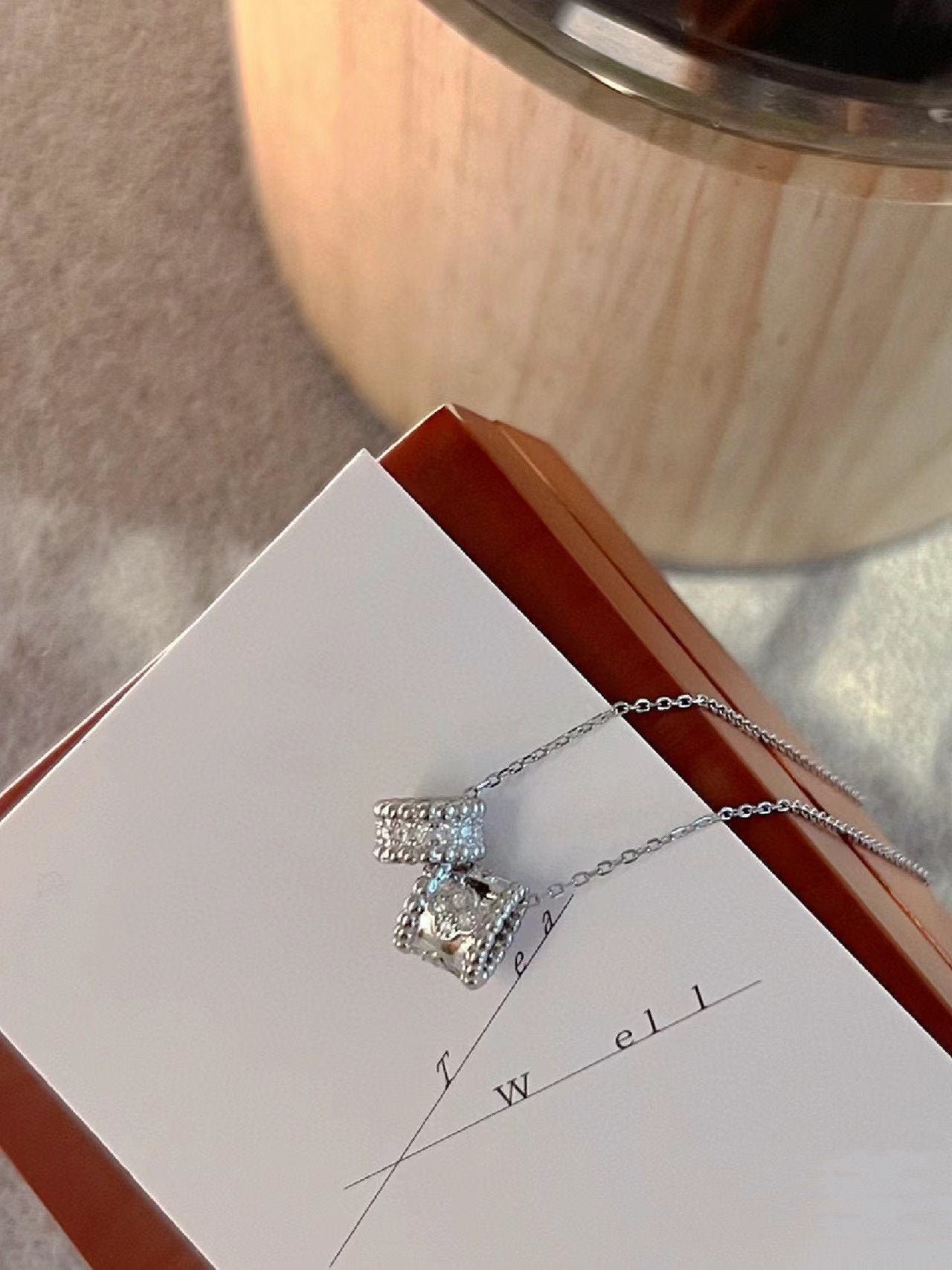 [Star Jewelry]PERLEE DOUBLE PENDANT SILVER DIAMOND NECKLACE
