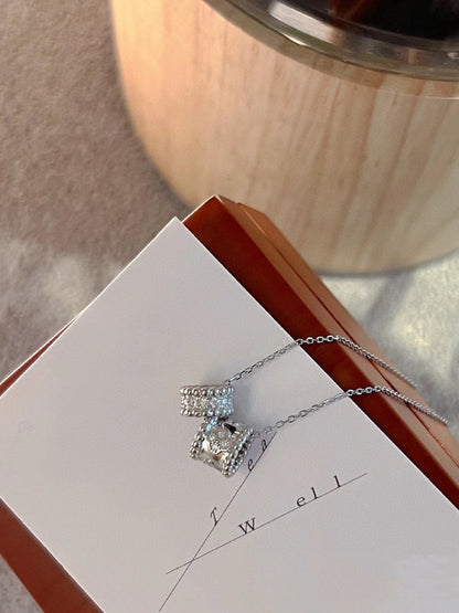 [Star Jewelry]PERLEE DOUBLE PENDANT SILVER DIAMOND NECKLACE