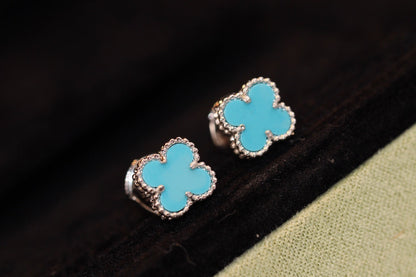 [Star Jewelry]CLOVER MINI TURQUOISE SILVER STUD EARRINGS