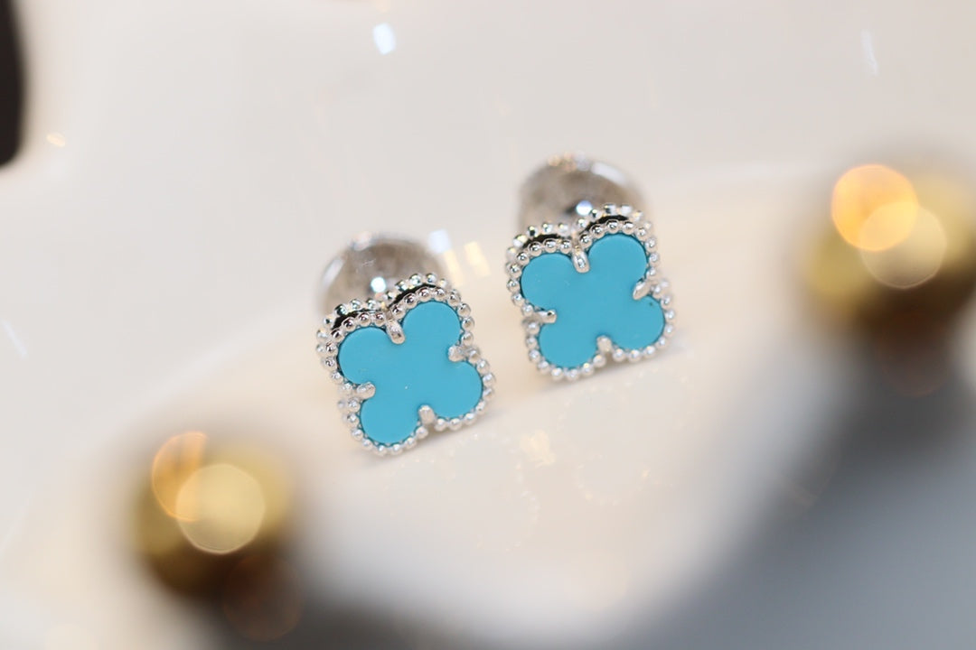 [Star Jewelry]CLOVER MINI TURQUOISE SILVER STUD EARRINGS