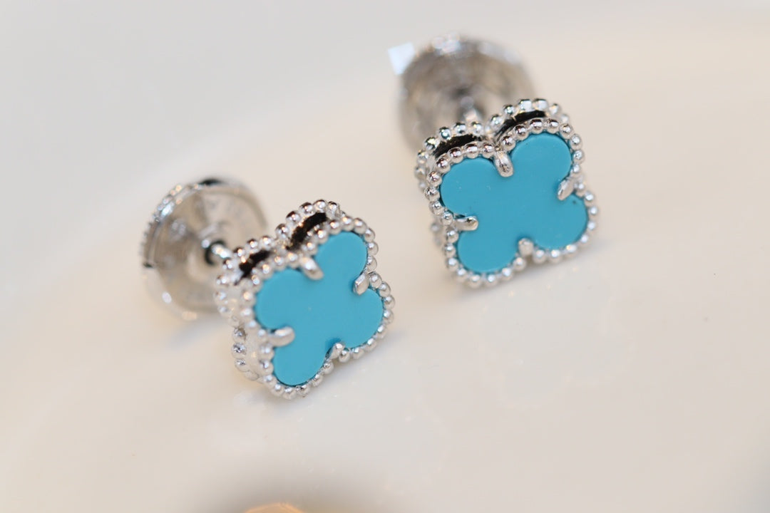 [Star Jewelry]CLOVER MINI TURQUOISE SILVER STUD EARRINGS