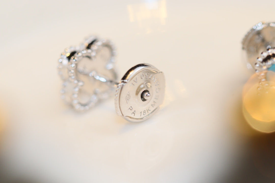 [Star Jewelry]CLOVER MINI TURQUOISE SILVER STUD EARRINGS