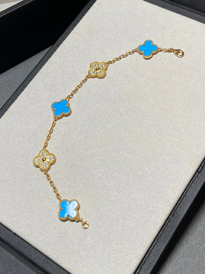 [Star Jewelry] CLOVER 5 MOTIF BLUE AGATE BRACELET COLLECTION