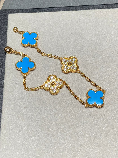 [Star Jewelry] CLOVER 5 MOTIF BLUE AGATE BRACELET COLLECTION