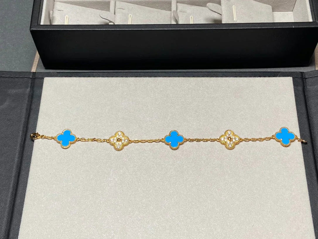 [Star Jewelry] CLOVER 5 MOTIF BLUE AGATE BRACELET COLLECTION