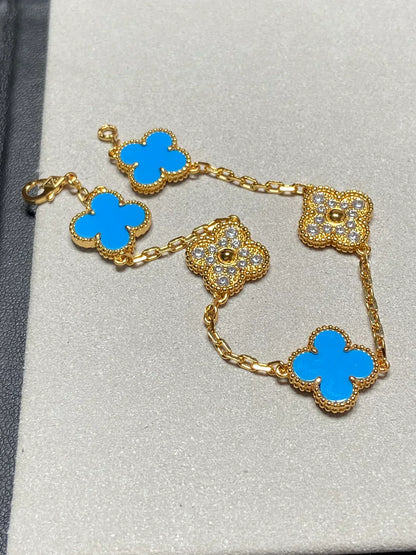 [Star Jewelry] CLOVER 5 MOTIF BLUE AGATE BRACELET COLLECTION
