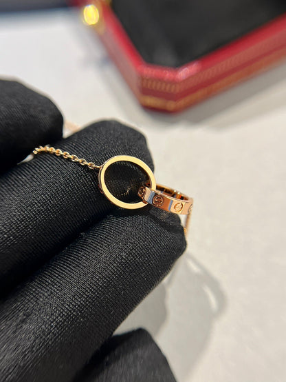 [Star Jewelry]LOVE NECKLACE DOUBLE RING PINK GOLD