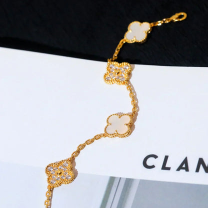 [Star Jewelry]CLOVER WHITE PEARL MOP 5 MOTIF BRACELET COLLECTION