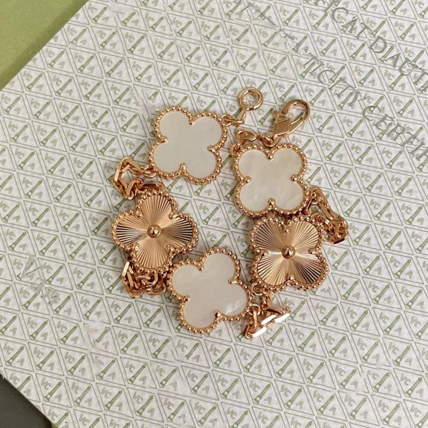 [Star Jewelry]CLOVER WHITE PEARL MOP 5 MOTIF BRACELET COLLECTION