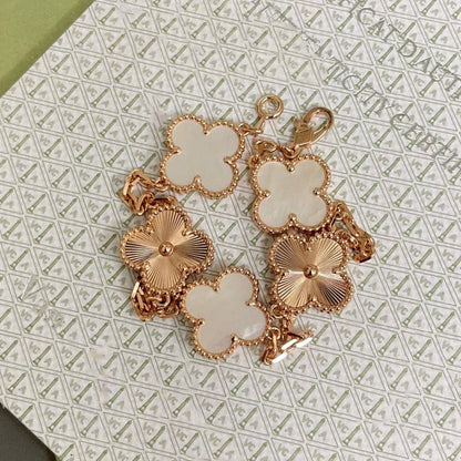 [Star Jewelry]CLOVER WHITE PEARL MOP 5 MOTIF BRACELET COLLECTION