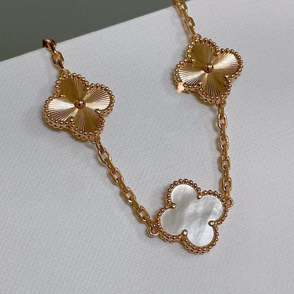 [Star Jewelry]CLOVER WHITE PEARL MOP 5 MOTIF BRACELET COLLECTION