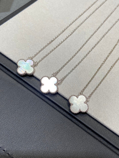 [Star Jewelry]CLOVER MEDIUM SILVER WHITE MOP NECKLACE