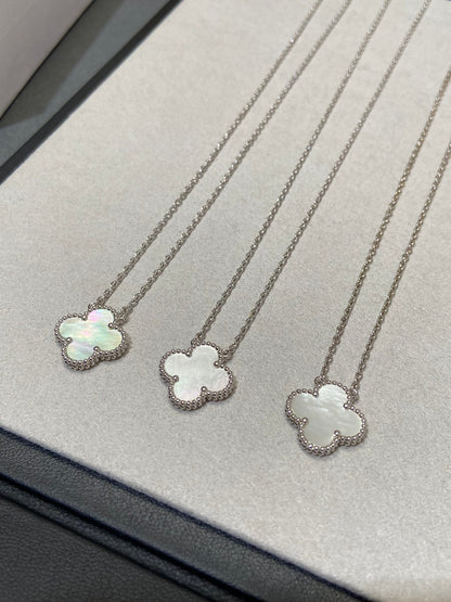 [Star Jewelry]CLOVER MEDIUM SILVER WHITE MOP NECKLACE